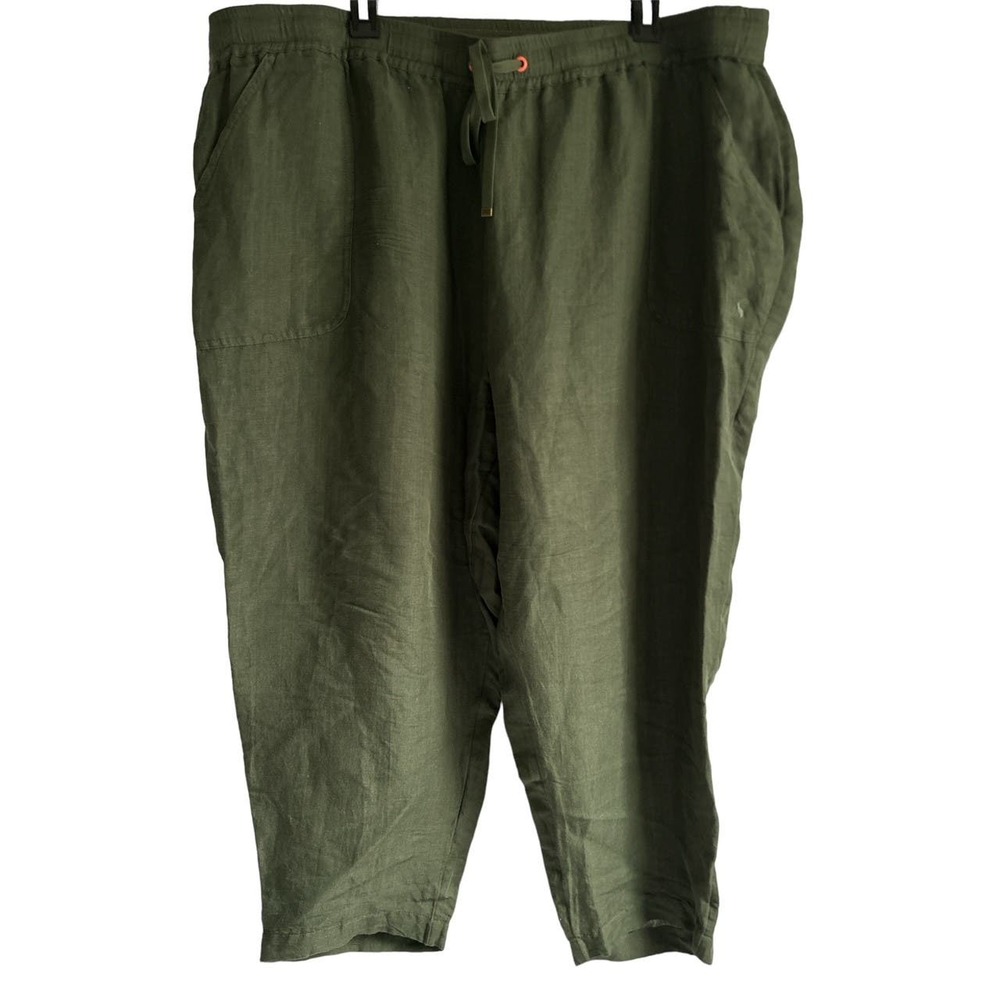 Joules USA Women’s Size 16 Linen Blend Cropped Pants Green